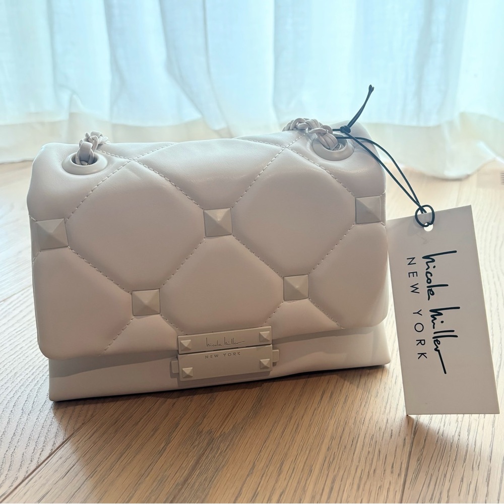 Nicole Miller Cream Quilted Shoulder Bag